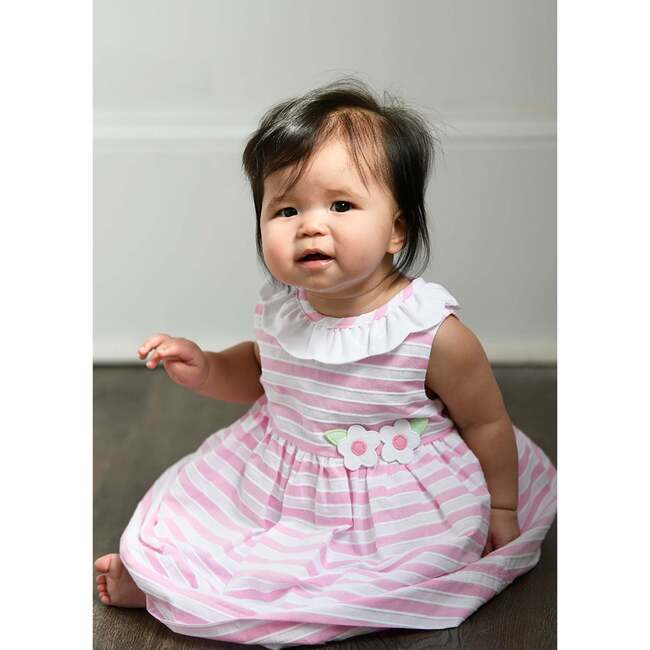 Pink Stripe Dress & Bloomer with Flowers - Dresses - 5