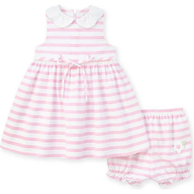 Pink Stripe Dress & Bloomer with Flowers - Dresses - 6
