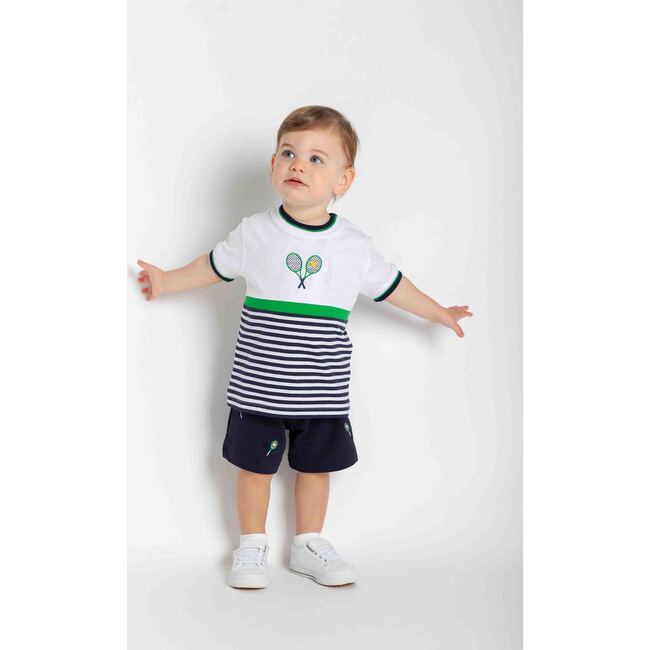 Boy Knit Short Set with Tennis Rackets - Mixed Apparel Set - 4