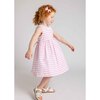 Pink Stripe Dress with Flower and Ruffle Neck - Dresses - 4