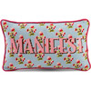 Manifest Needlepoint Pillow, Light Blue, Pink - Decorative Pillows - 1 - thumbnail