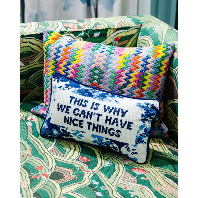 Nice Things Needlepoint Pillow - Decorative Pillows - 4