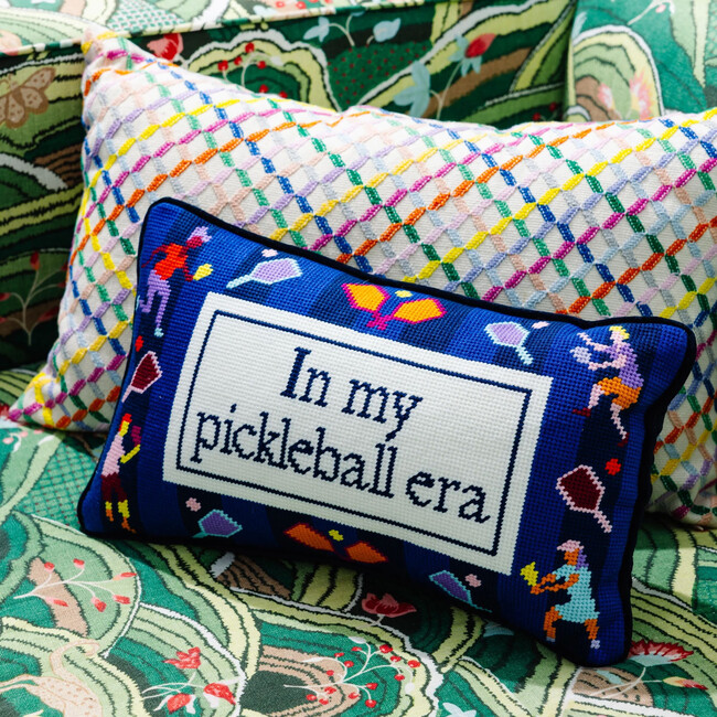 Pickleball Era Needlepoint Pillow, Blue, White, Black