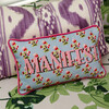Manifest Needlepoint Pillow, Light Blue, Pink - Decorative Pillows - 2 - thumbnail