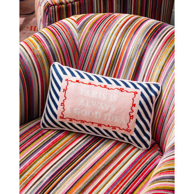 Paris Needlepoint Pillow, Ivory, Black, White