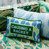 Causing A Racket Needlepoint Pillow, Green, Blue, Yellow Green - Decorative Pillows - 2