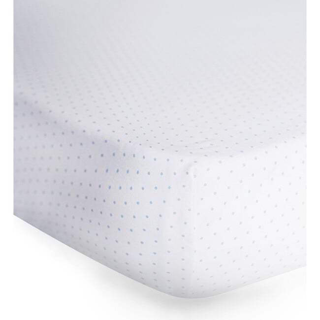 Peruvian Pima Cotton Baby Fitted Sheet, Blue Dots