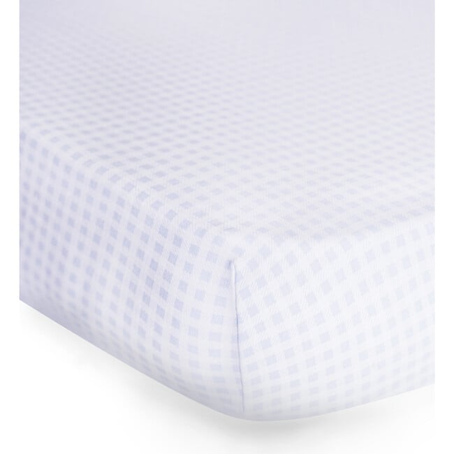 Peruvian Pima Cotton Baby Fitted Sheet, Blue Gingham
