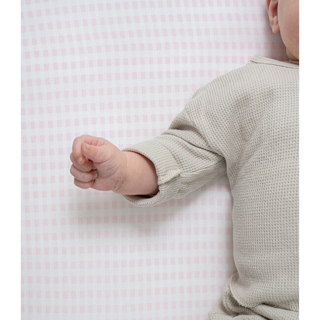 Peruvian Pima Cotton Baby Fitted Sheet, Pink Gingham - Crib Sheets - 3