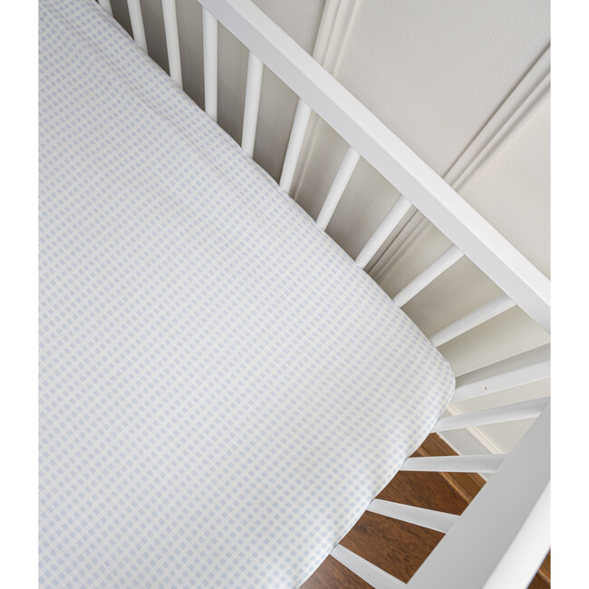 Peruvian Pima Cotton Baby Fitted Sheet, Blue Gingham - Crib Sheets - 3