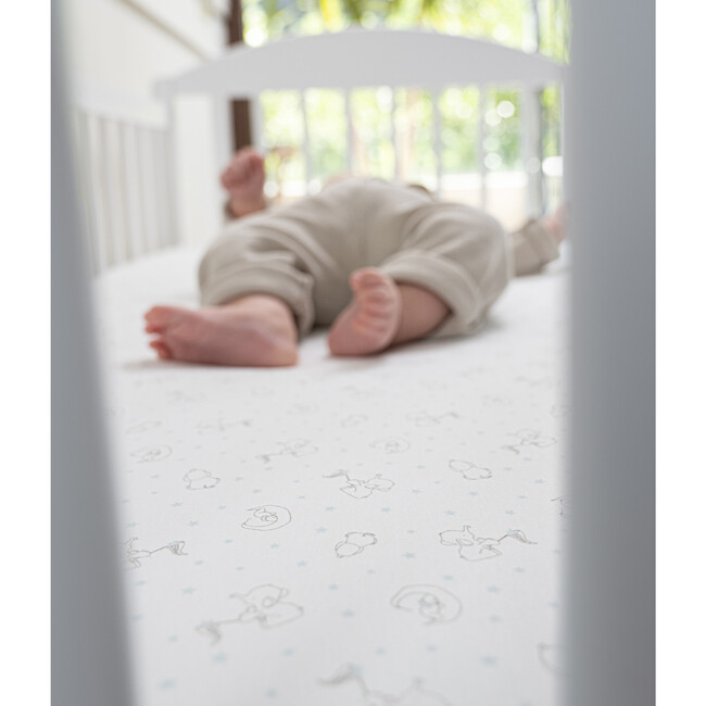 Peruvian Pima Cotton Baby Fitted Sheet, Elephant Sky - Crib Sheets - 5