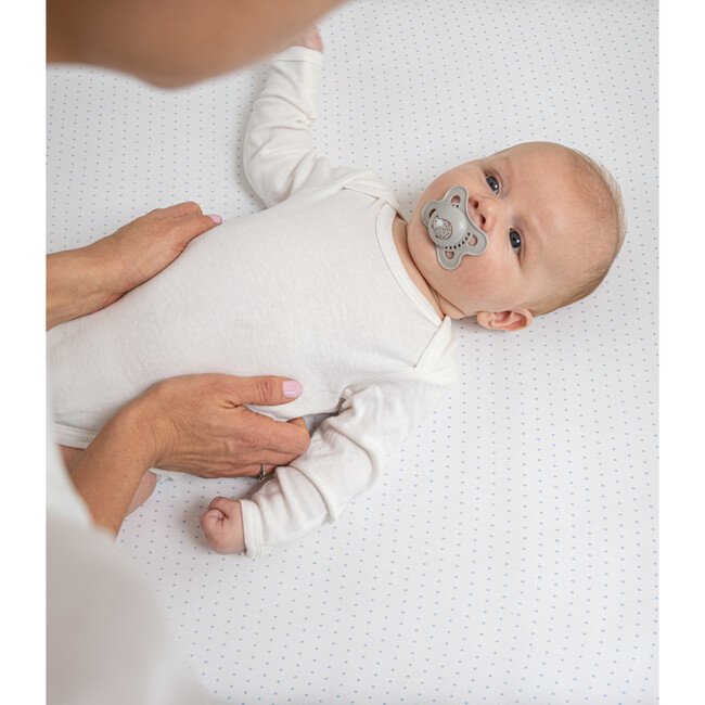 Peruvian Pima Cotton Baby Fitted Sheet, Blue Dots - Crib Sheets - 3