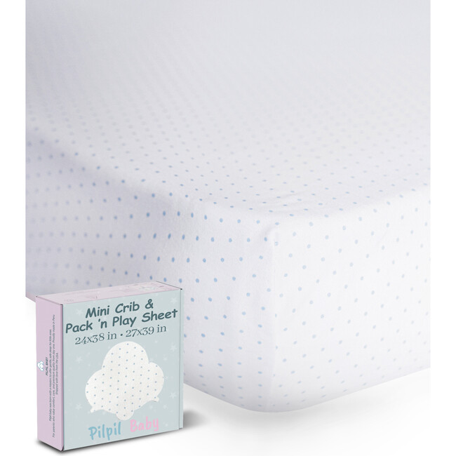 Peruvian Pima Cotton Baby Fitted Sheet, Blue Dots - Crib Sheets - 4