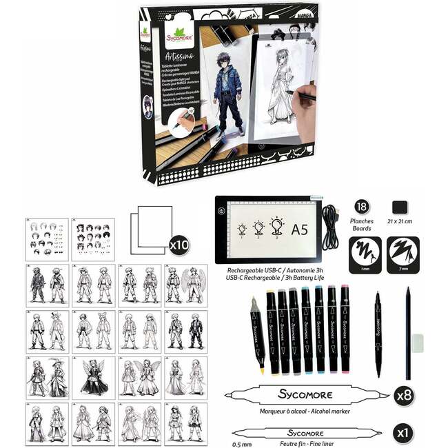 Manga - XL Rechargeable Led Light Pad - Create Your Manga Characters - 10y+