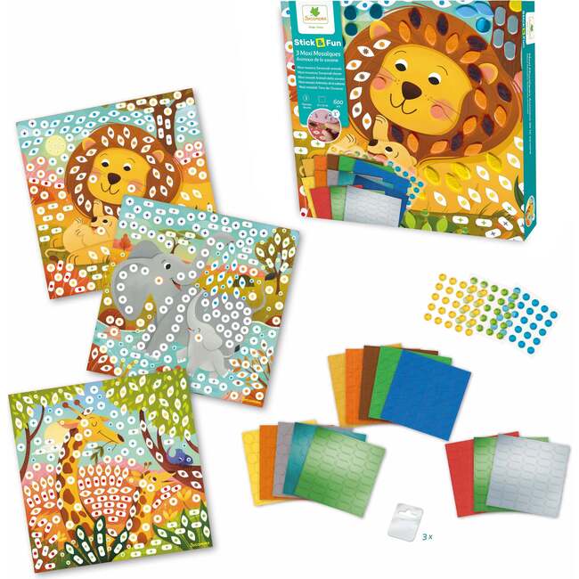 Stick'N Fun - S Mosaics Savannah Animals - 5y+ - Arts & Crafts - 4