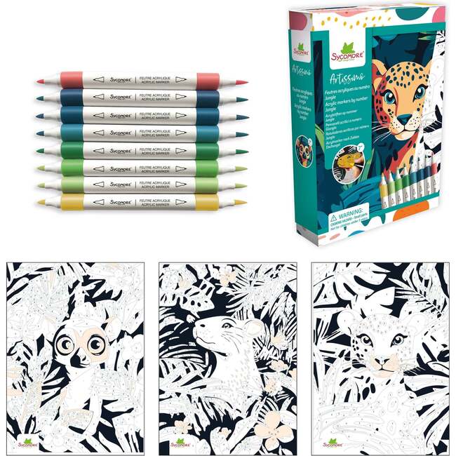 Artissimo -S Acrylic markers by numbers Jungle - 7y+