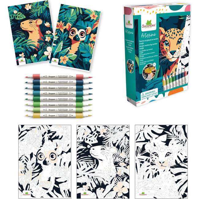 Artissimo -S Acrylic markers by numbers Jungle - 7y+ - Arts & Crafts - 3