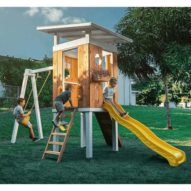 Forest - Modern Backyard Outdoor Swing Set 2 Swings And Trapeze Bar