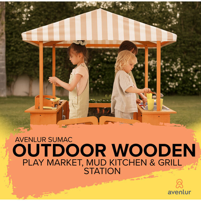 Sumac Outdoor Wooden Play Market, Mud Kitchen & Grill Station
