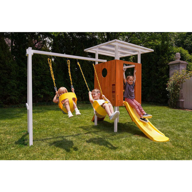 Forest Small Outdoor Toddler Swing Set | Compact Wooden Swing Frame for Babies & Kids - Outdoor Games - 4