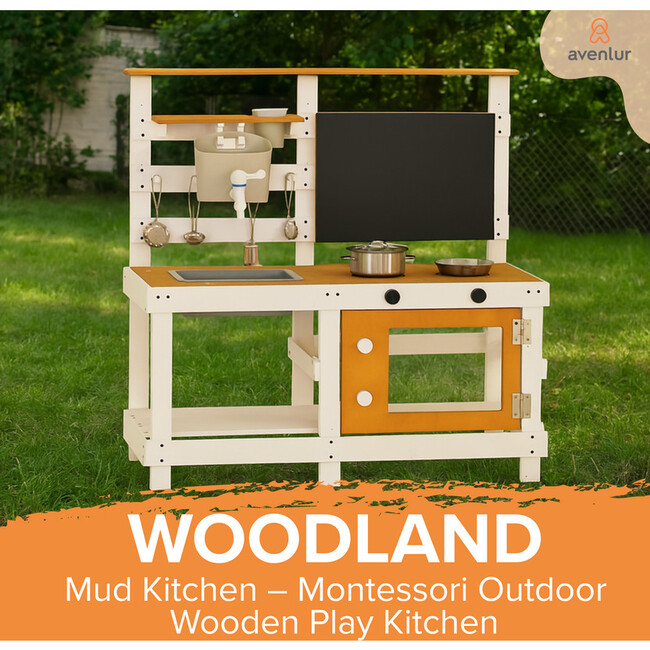 Woodland Mud Kitchen – Montessori Outdoor Wooden Play Kitchen