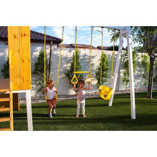 Forest - Modern Backyard Outdoor Swing Set 2 Swings And Trapeze Bar