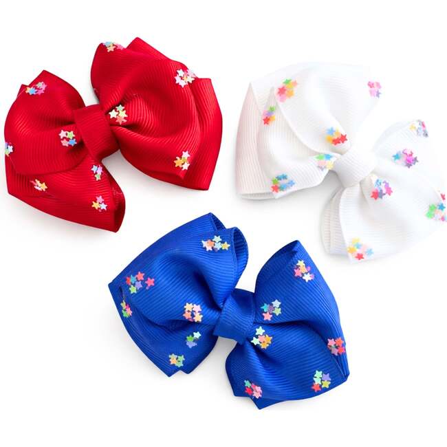 Firecracker Summer Hair Bow Set, Red/White/Blue