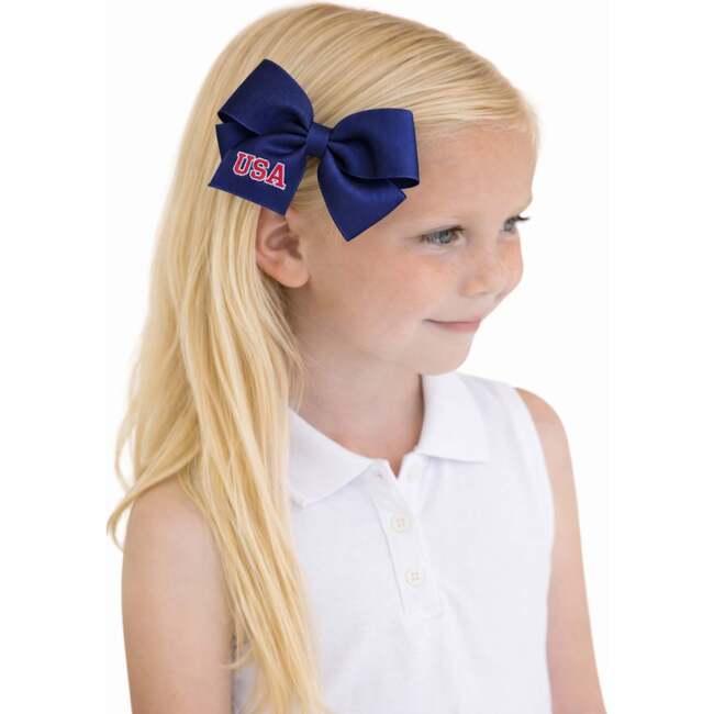USA Hair Bow, Navy