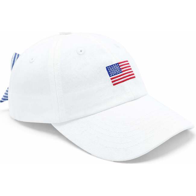 American Flag Bow Baseball Hat, White