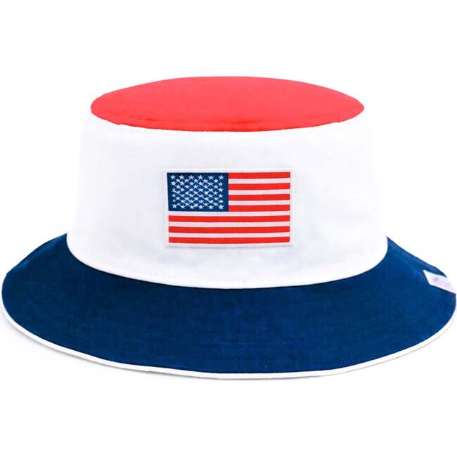 American Flag Bucket Hat, Red/White/Blue