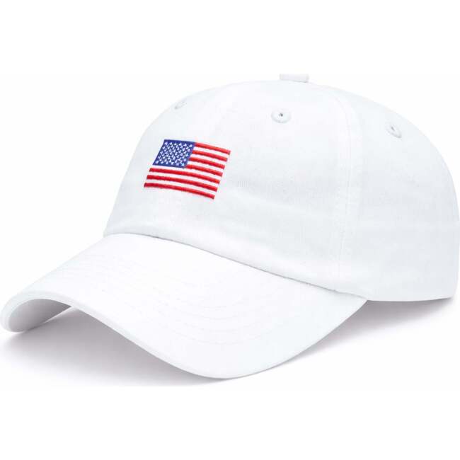 American Flag Baseball Hat, White