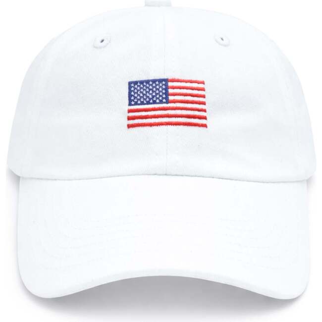 American Flag Baseball Hat, White