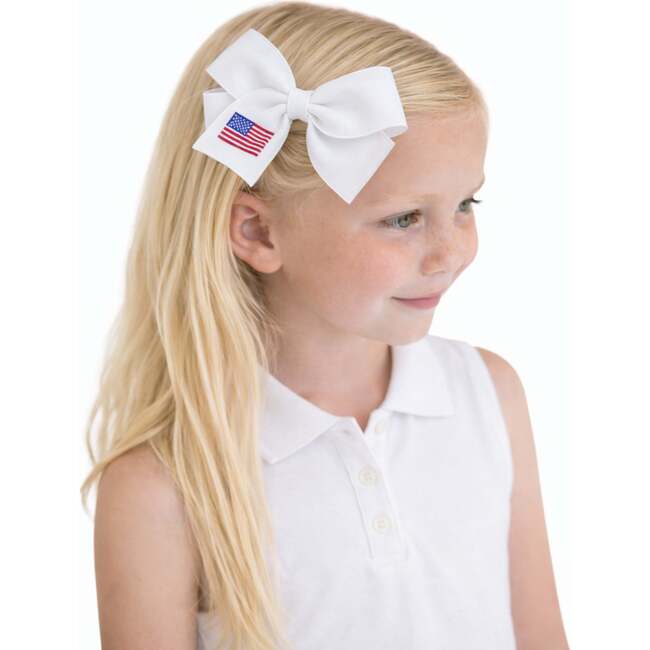 American Flag Hair Bow, Red - Hair Accessories - 4