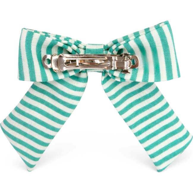 Seersucker Hair Bow, Green - Hair Accessories - 6