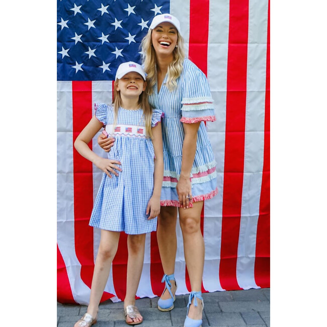 American Flag Bow Baseball Hat, White - Hats - 10