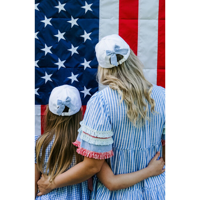 American Flag Bow Baseball Hat, White - Hats - 11