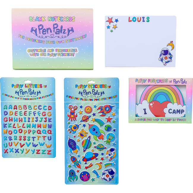 ‘Love From Camp’ Puffy Stationery Bundle, Blue (Box Set of 3 Puffy Postcards)