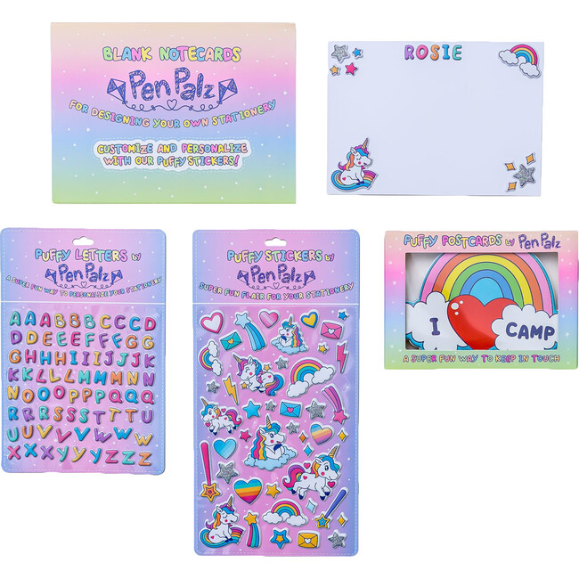 ‘Love From Camp’ Puffy Stationery Bundle, Pink (Box Set of 3 Puffy Postcards)