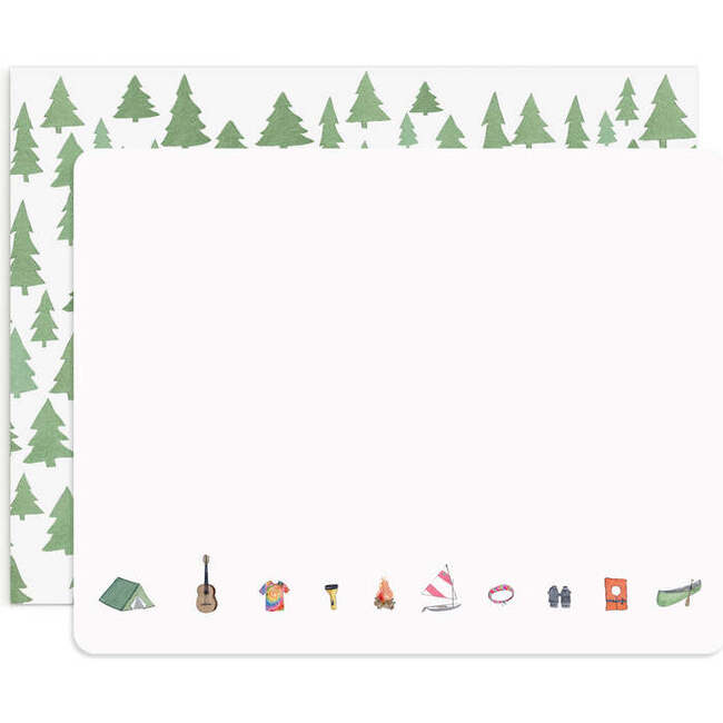 Set of 8 Flat Notecards, Camp