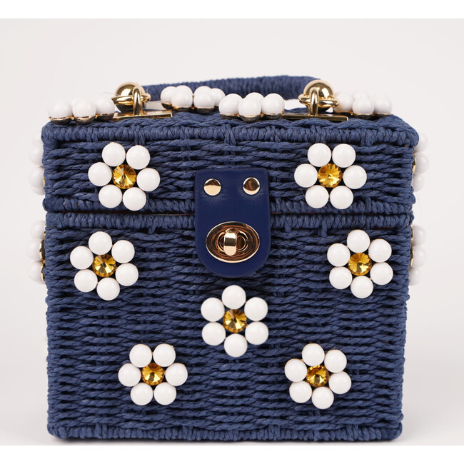 By Jenna Lee Beaded Navy Straw Daisy Bag, Midnight in the Hamptons