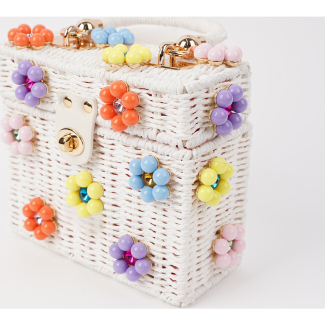 By Jenna Lee Beaded White Straw Daisy Bag, Candy Multi - Bags - 3