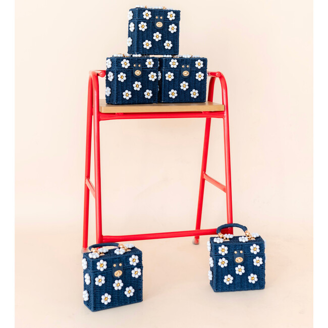 By Jenna Lee Beaded Navy Straw Daisy Bag, Midnight in the Hamptons - Bags - 3