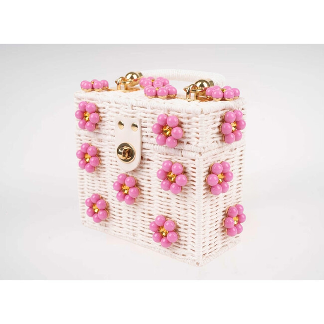 By Jenna Lee Beaded White Straw Daisy Bag, Pink Paradise - Bags - 3