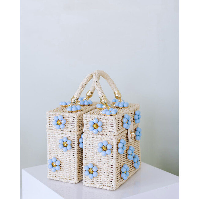 By Jenna Lee Beaded Natural Straw Daisy Bag, Feeling Blue - Bags - 3