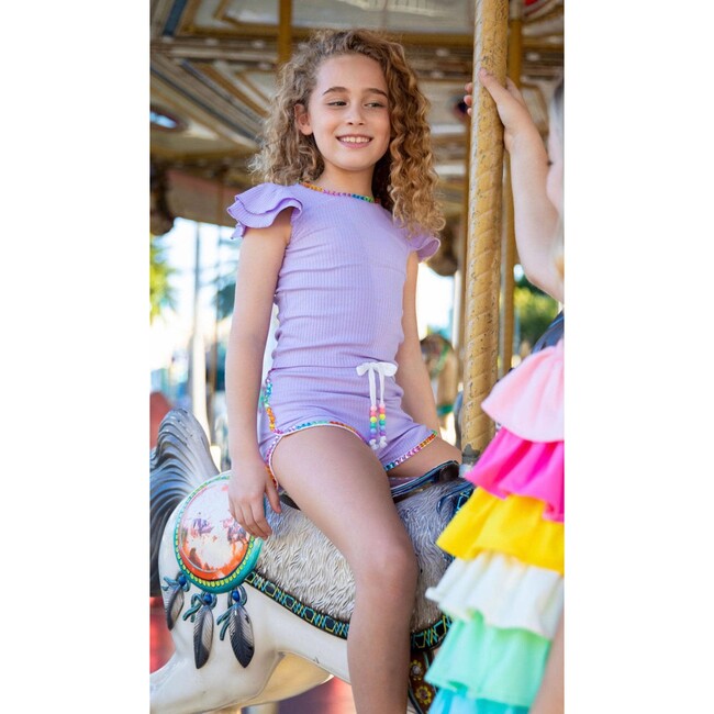 Candy Gem Bead Ruffle Set, Purple