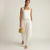 women's white scalloped linen beach pant - Pants - 2 - thumbnail