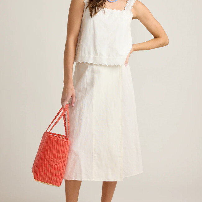 women's white linen wrap skirt