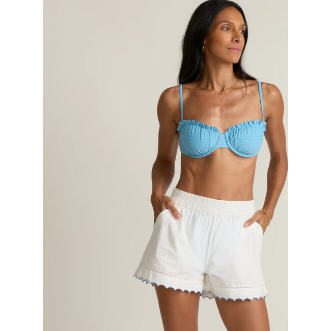 women's white scalloped short