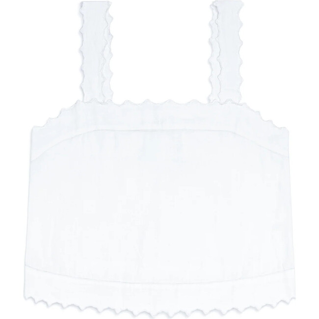 women's white linen scalloped tank