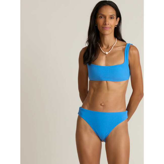 women's deep sea blue terry mid rise bikini bottom